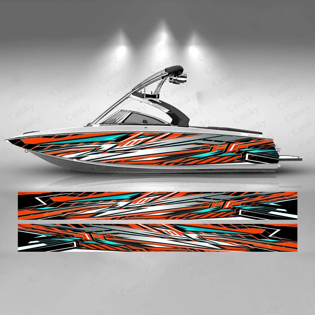 Оранжево-зеленые полосы красочная наклейка на лодку модная рыбную виниловая