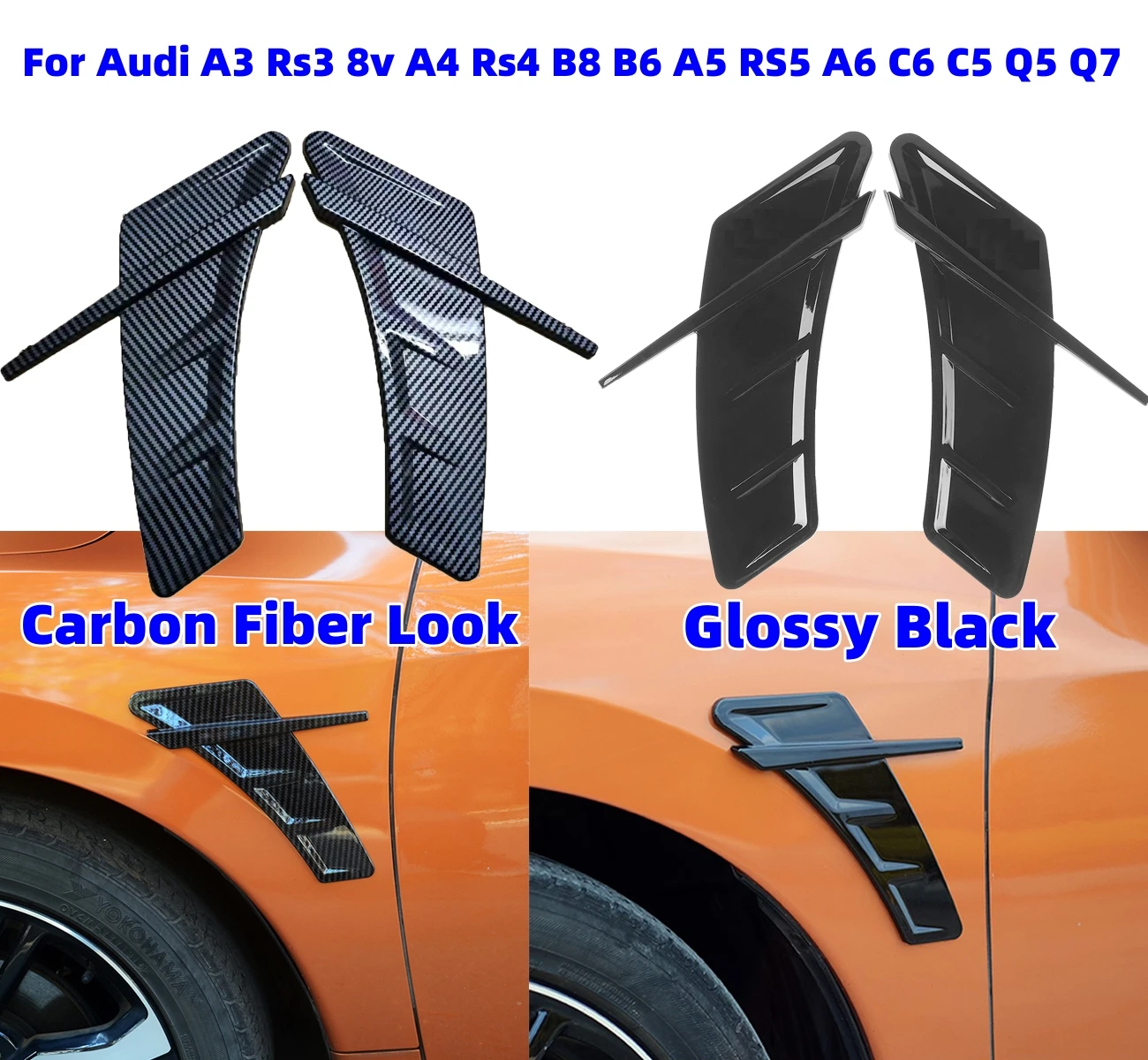 

2Pcs TPU Air Baffle Vent Trim Cover For Audi A3 R3 8v A4 R4 B8 B6 A5 RS5 A6 C6 C5 Q5 Q7 Car Side Fender Vent Accessories
