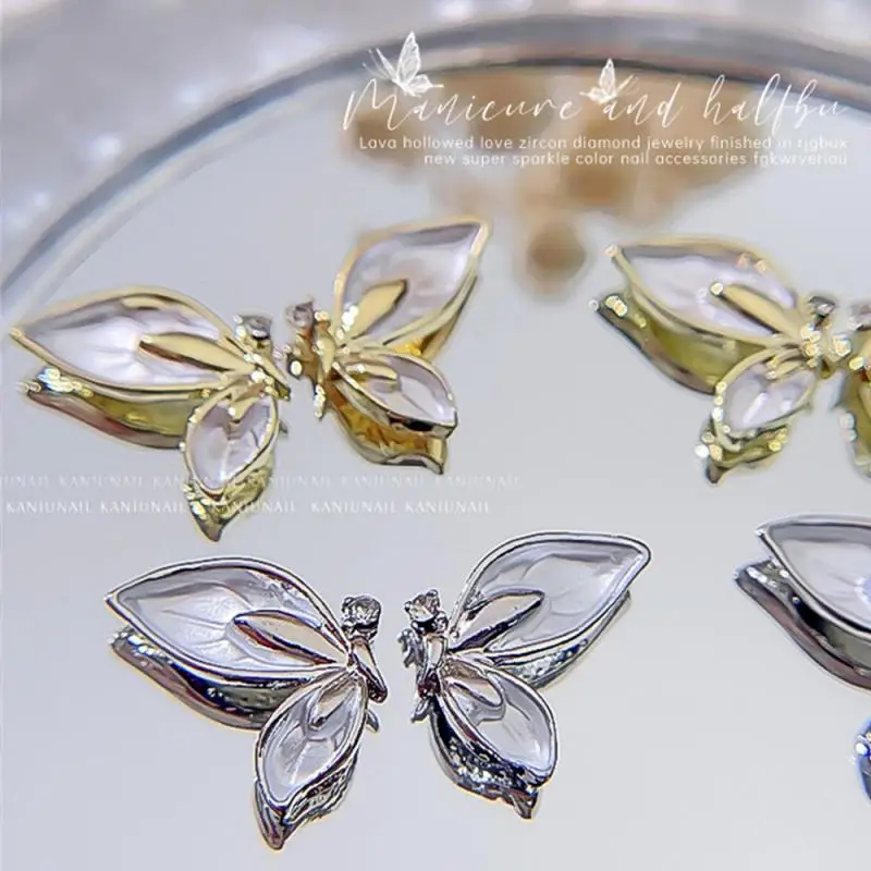 

Silver/Gold Butterfly Alloy Nail Art Metal Luxury Jewelry Charm 3D Butterfly Diamond DIY Nail Art Decoration Accessories