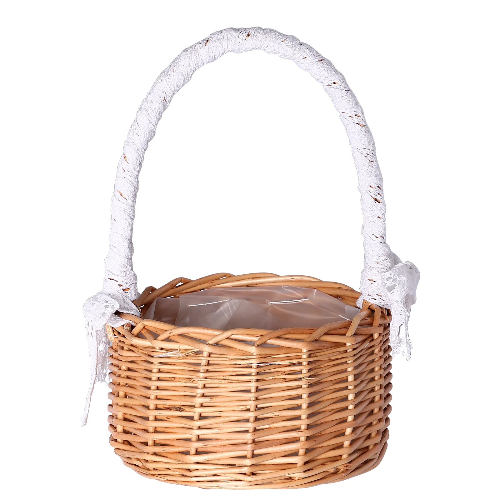 

Basket Baskets Flower Wicker Picnic Handles Rattan Mini Empty Gift Handle Garden Berry Set Girl Home Wedding Decor Lace Foraging