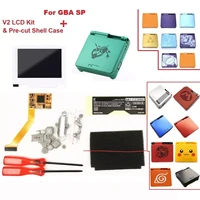 white screen 10 levels brightness v2 ips screen lcd kits for backlight lcd for gba sp console and pre cut shell case