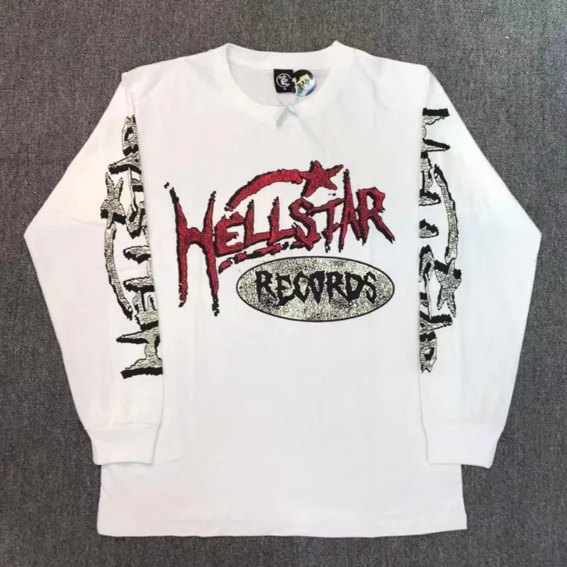 

23ss High Street Hellstar Studios Records Crewneck white Hoodie Ins Men Women 1:1 Oversized Hoodies Men Clothing