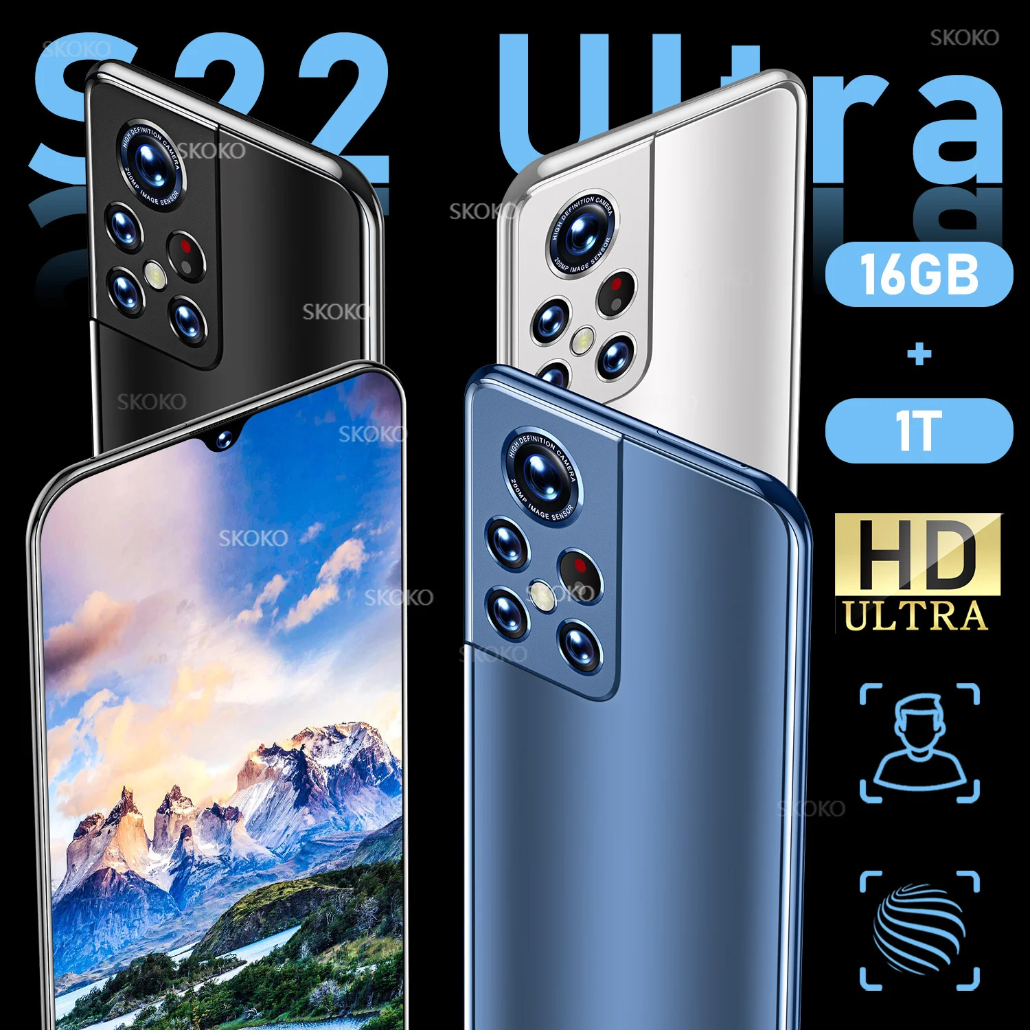 

Смартфон Samsug S22, ультратонкий телефон, Qualcomm 888, 16 ГБ, 1T, Android 12, телефон с экраном 6,93 дюйма, 6800 мАч, телефон с разблокировкой 4G