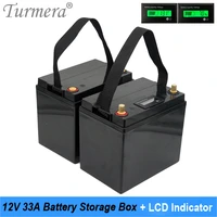 turmera 12v 33a battery storage box handheld lcd indicator for 18650 26650 32700 lifepo4 lithium batteries repalce 12v lead acid