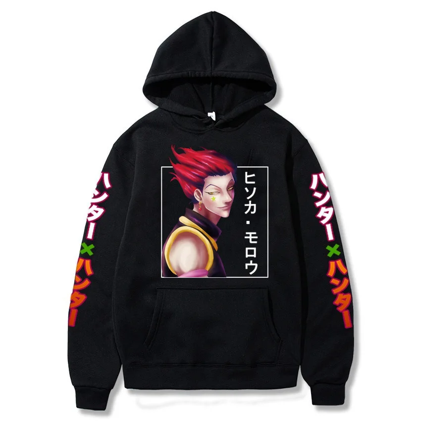 

Japanese Anime Hunter Hoodie Print Manga Pullover Top Loose Long Sleeve Sweatshirt Men Streetwear Clothes
