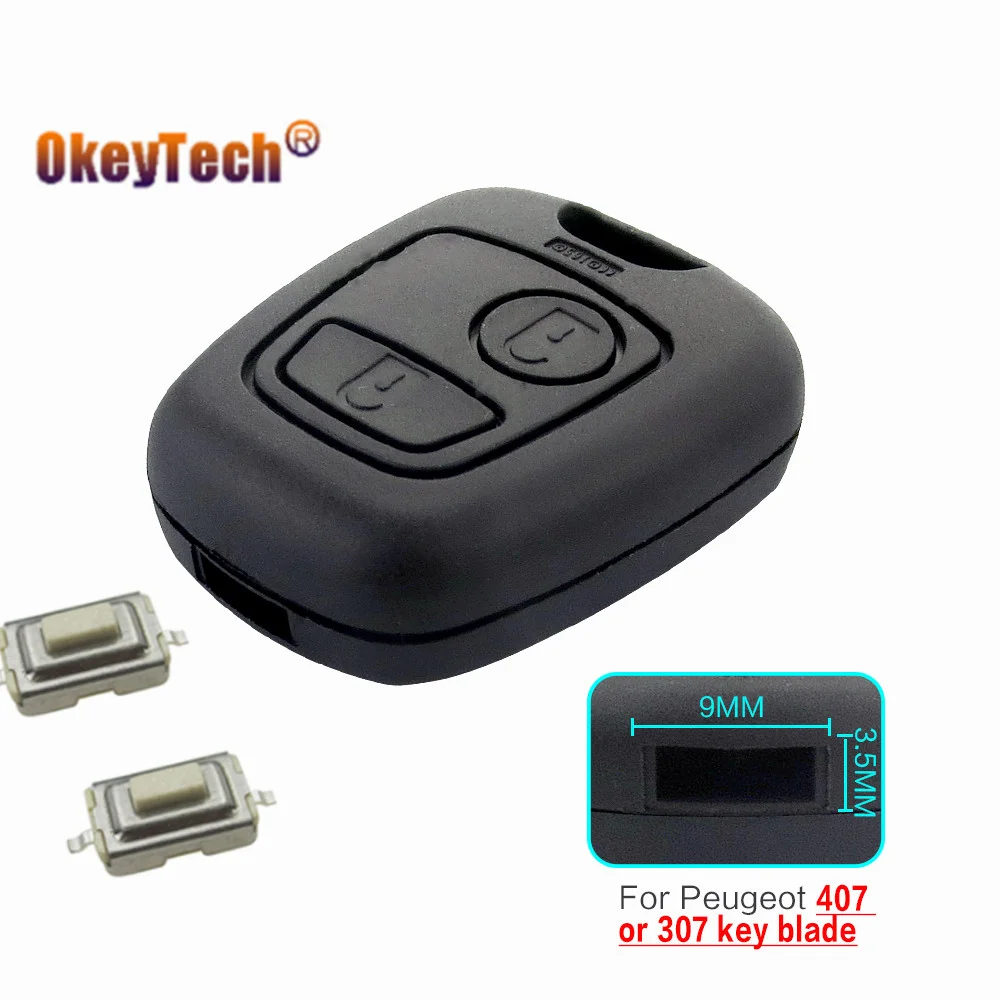 OkeyTech – coque de clé de voiture à télécommande 2 boutons pour Peugeot 407 307 107 207 adapté pour