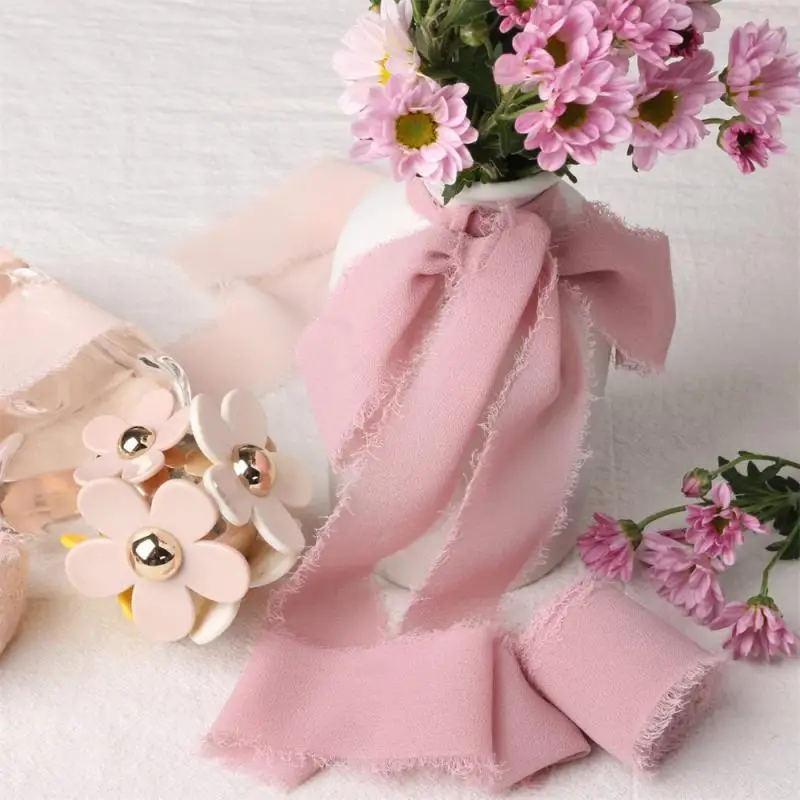 Real Pure Silk Ribbon Embroidery Satin Cotton Raw Edge For Handcrafts Wedding Party Bridal Bouquet Invitations Rustic Styling