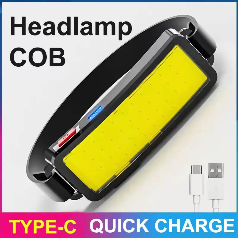 60000Lumens Led Headlamp Rechargeable COB Floodlight Headlight 210° Wide Beam Waterproof Lightweight Head Lamp COB work light