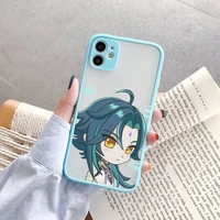 genshin impact anime phone case for iphone 13 12 11 pro max xr x 12mini se 7 8 plus case cute matte cover shockproof shell coque