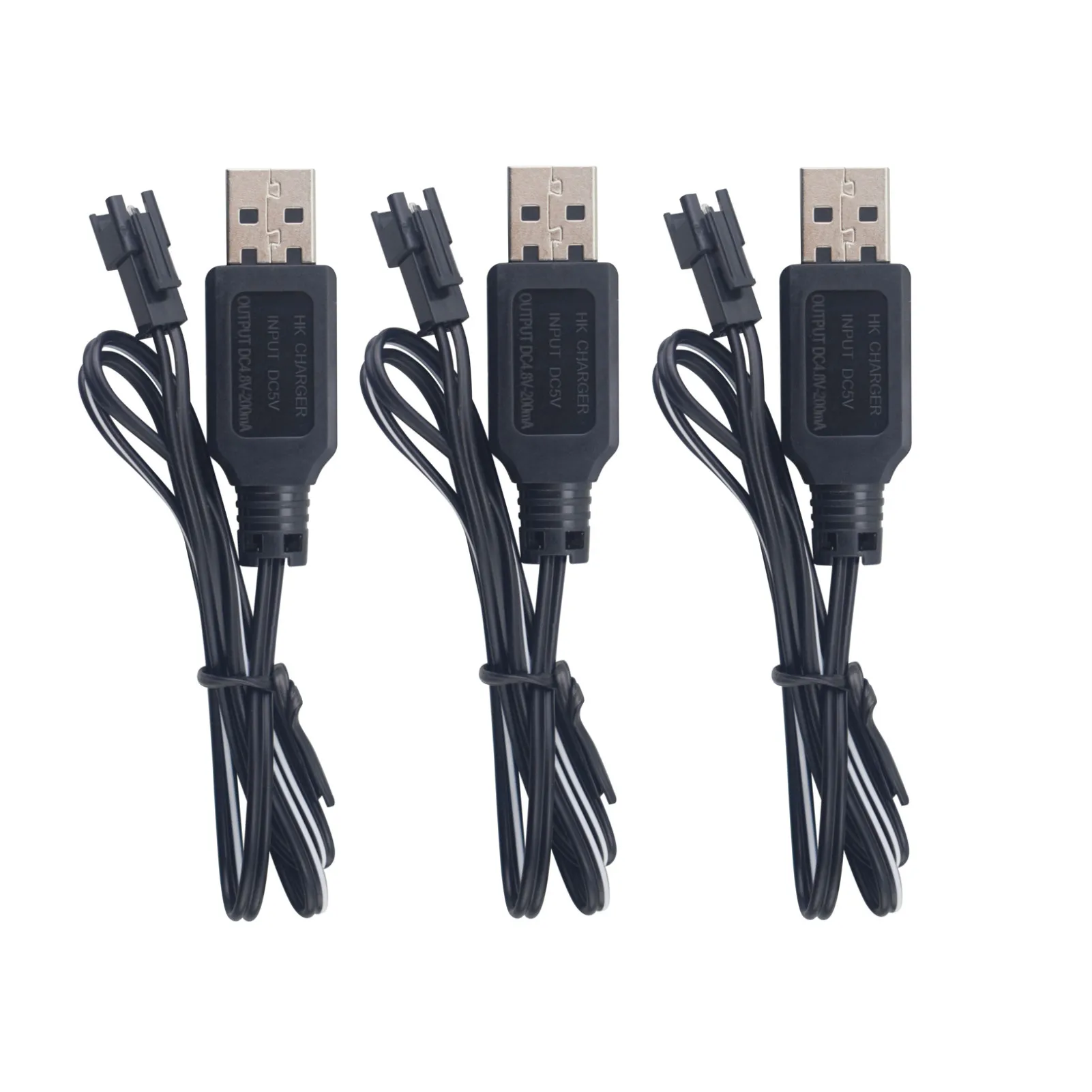 3PCS 4.8V USB Charging Cable SM-2P Plug For Battery Pack Charging,Toy Car RC TRUCK Stunt Car Toy Excavator Battery Charger