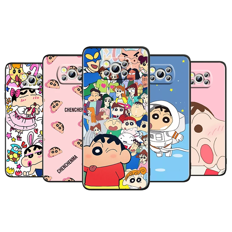 

Funny Crayon Shin Chan For Xiaomi Poco M4 X4 X3 F3 GT NFC M3 C3 M2 F2 F1 X2 Pro Silicone Soft Black Phone Case Cover Capa Coque
