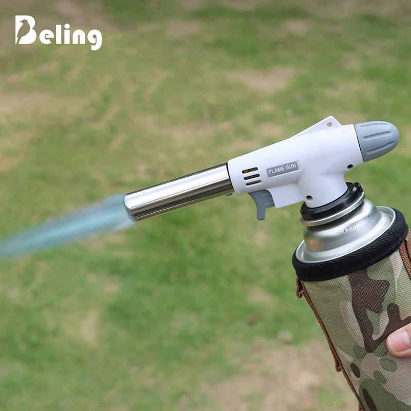 Beling Outdoor Flamethrower AutoIgnition Butane Gas Welding Gas Burner Flame Gas Torch Blow for BBQ Camping Cooking Equipment