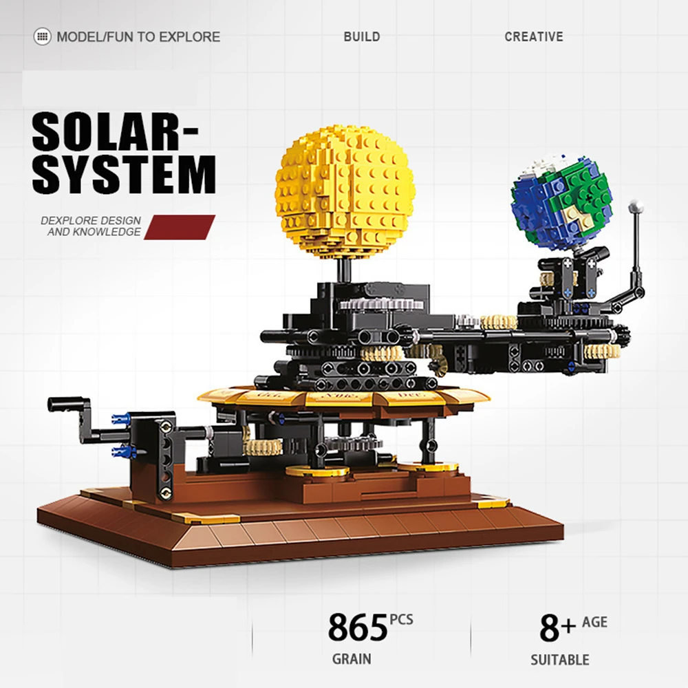 

New Galaxy Solar System Earth Moon Sun Orrery Model WORLD DIY Idea Building Blocks Bricks Toys Kid Gift