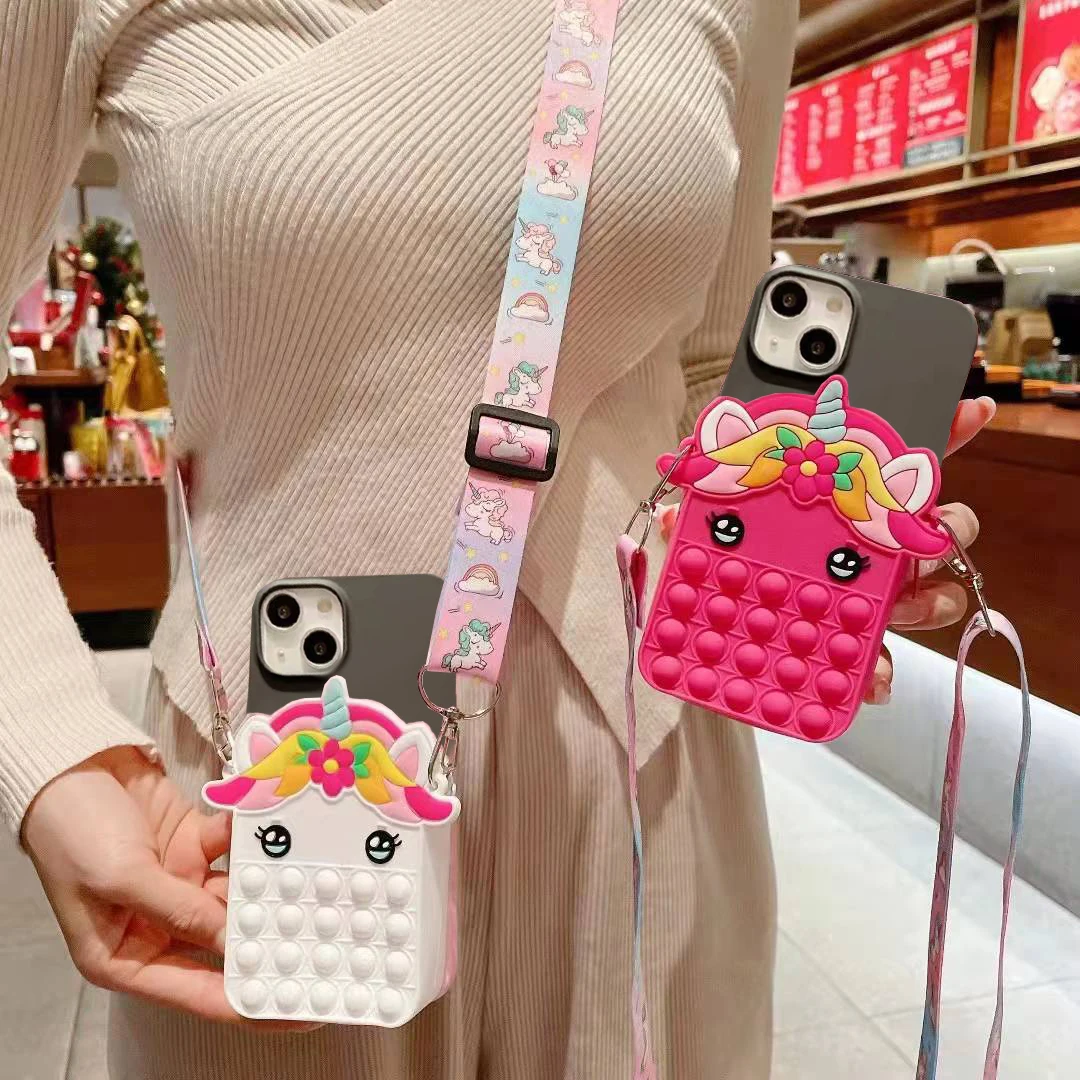 Милый мультяшный Чехол-бумажник с изображением лошади-пузыря для Motorola Moto E7i Power E6S