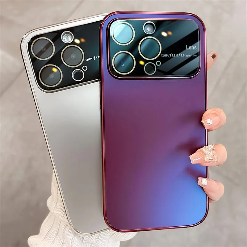 

For iPhone 14 Pro Max Luxury Case Ultra Slim Matte Shockproof Temper Glass Lens Protect Cover Case for iPhone 13 Pro Max 14 13