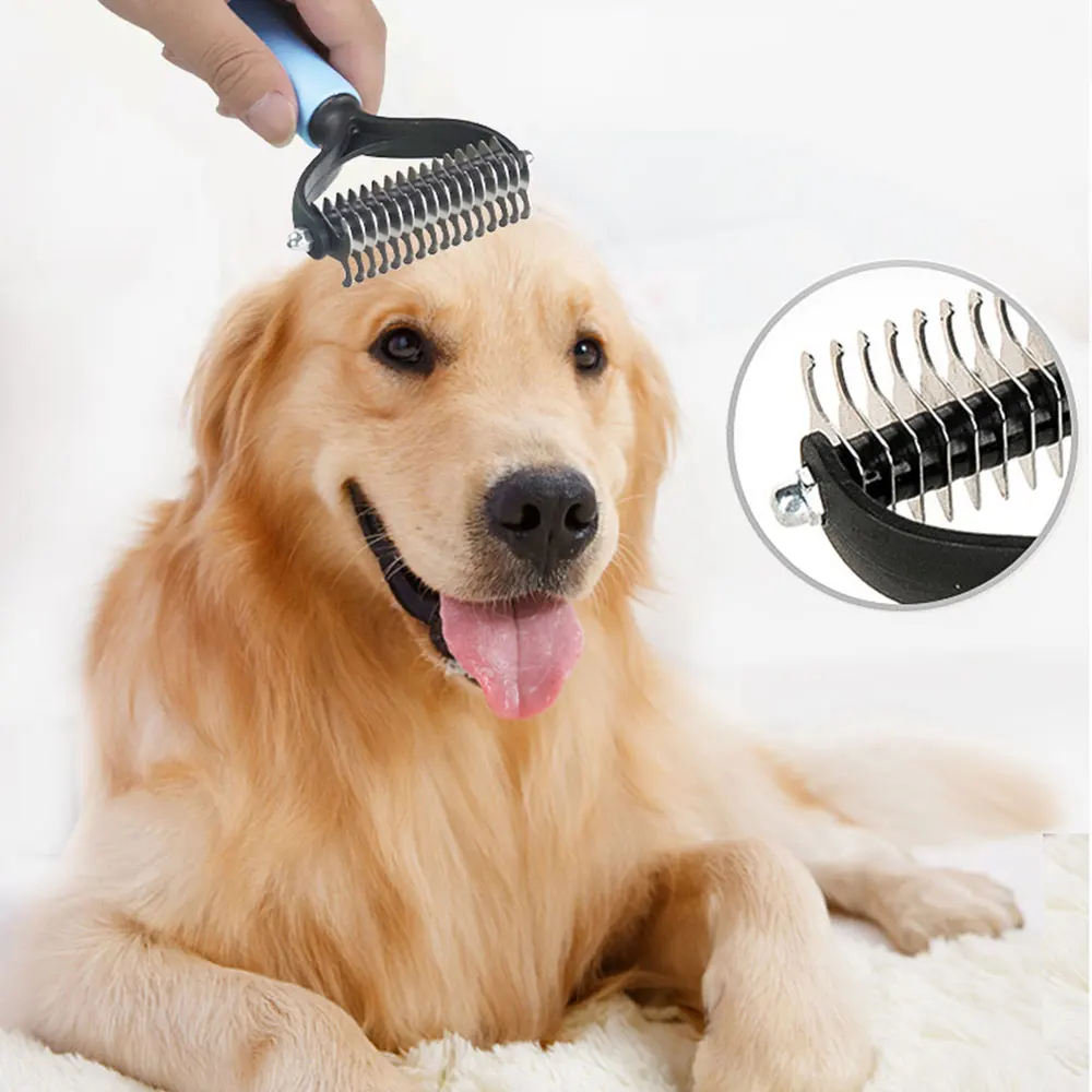 

Hair Removal Comb for Dogs Cat Detangler Fur Trimming Dematting Deshedding Brush Grooming Tool For Matted Long Hair Curly Pet