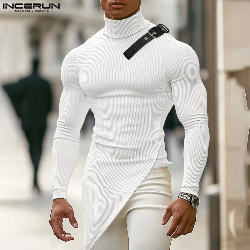 INCERUN американские модные топы для поездок на работу мужские футболки с длинными