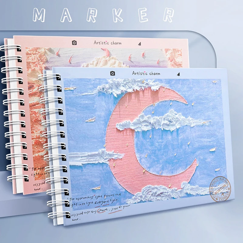 Cuaderno de bocetos Kawaii para dibujar, libro de rotulador para bocetos de acuarela A4/8K18K, 60 hojas, diario en blanco, suministros de Arte de cuaderno estudiantil