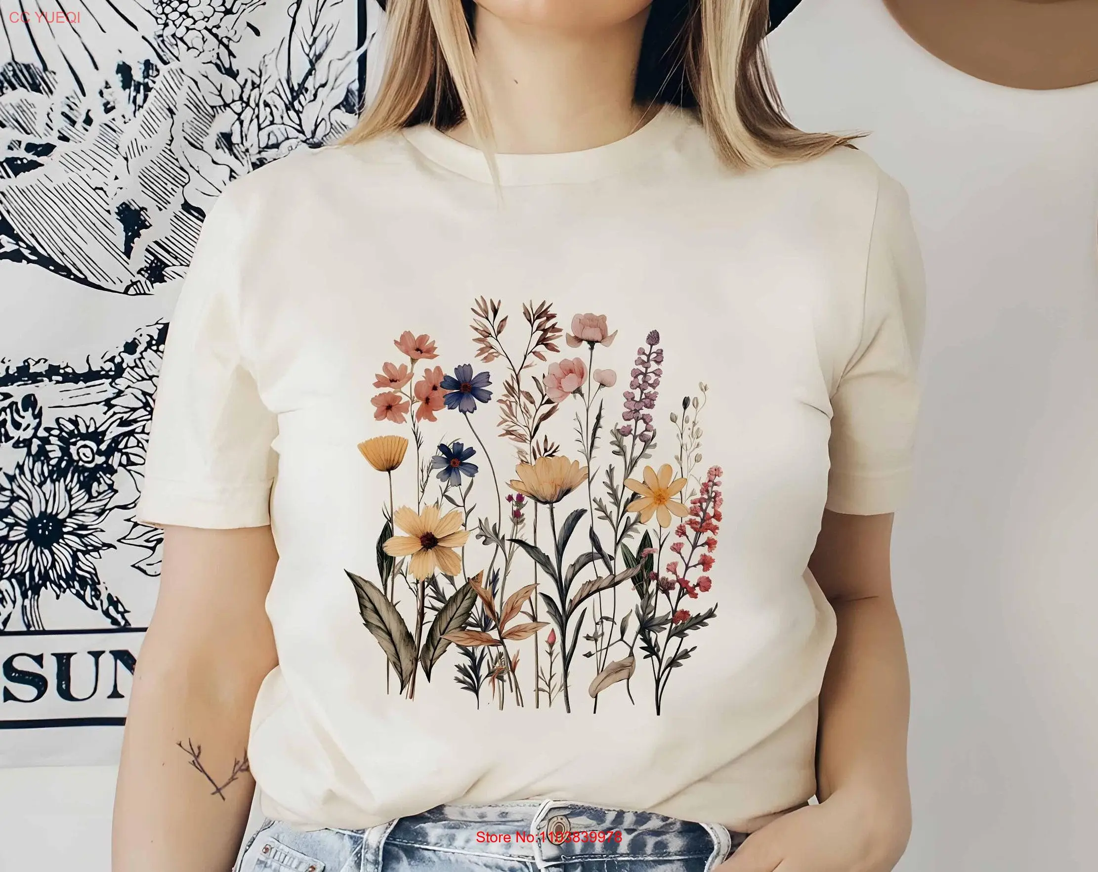 Wildflower T Shirt Wild Flower Meadow Cottagecore Aesthetic Lover Love Florist for her long or short sleeves
