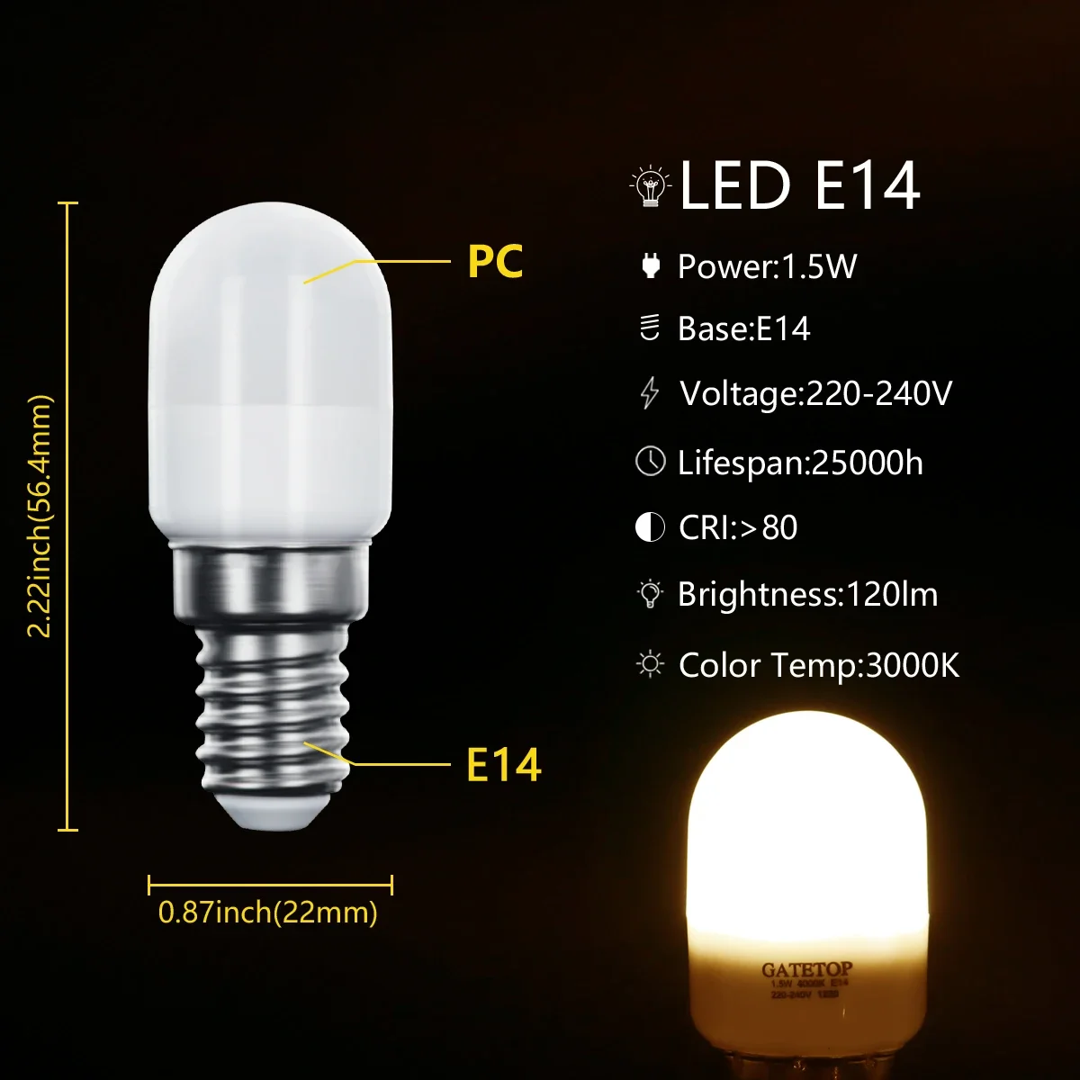 AC220V E14 LED corn lamp mini crystal super bright warm white light without stroboscopic suitable for hotel mall lighting