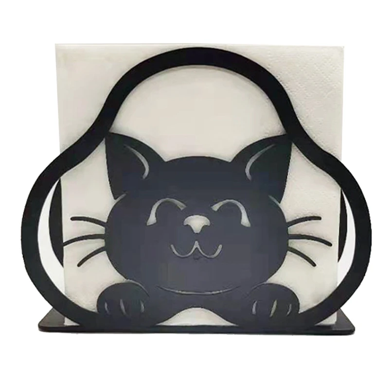 

Kitchen Napkin Holder, CAT Black Metal Napkin Holder, For Farmhouse, Cafe, Bar, Tissue Dispenser