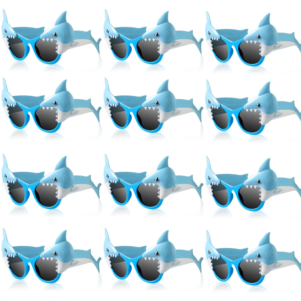 

6/12 Pairs Shark Glasses Blue Eyeglasses Shark Photo Booth Props Ocean Pool Party Supplies Costume Shark Birthday Party Decors