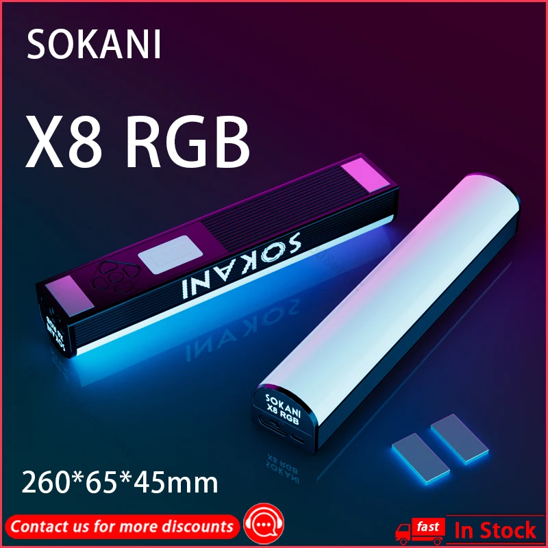 

Sokani X8 RGB LED Video Light Handheld Tube Wand Stick CTT Photography Lighting 3000mAh APP Control for YouTube Tiktok