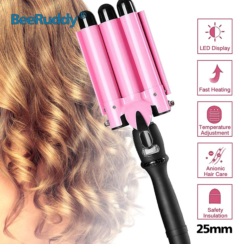 

Щипцы BeeRuddy для завивки волос, керамическая плойка с тройным цилиндром, 25 мм/32 мм, для укладки волос