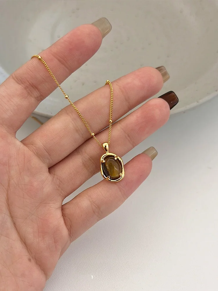 Ожерелье с подвеской из натурального камня Тигровый глаз аксессуары для женщин