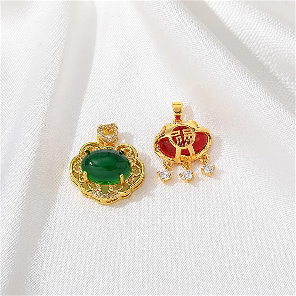 Позолоченный кулон в форме фузи из циркона 14 к фирменный ручной работы сделай сам