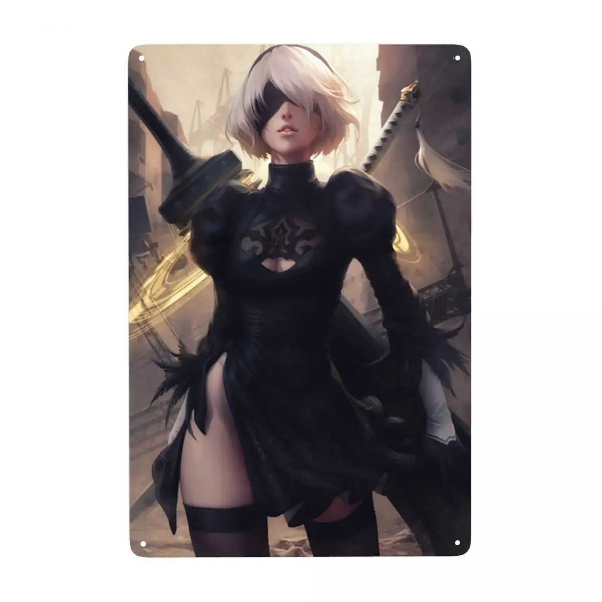 

2B Nier Automata Аниме игра металлический жестяной знак прямоугольник пользовательский Yorha сексуальная девушка знаки бляшки ворота сада бара Наст...