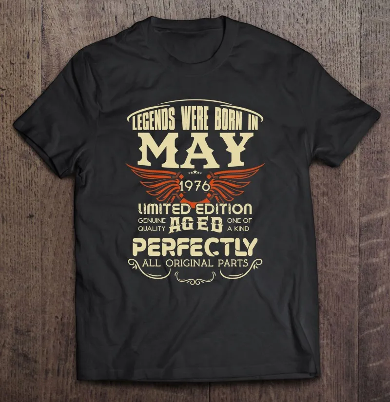 

Мужская футболка с надписью «Легенды родились в мае 1976» на день рождения, мужская одежда в стиле Харадзюку, Мужская одежда, рубашки для мужч...