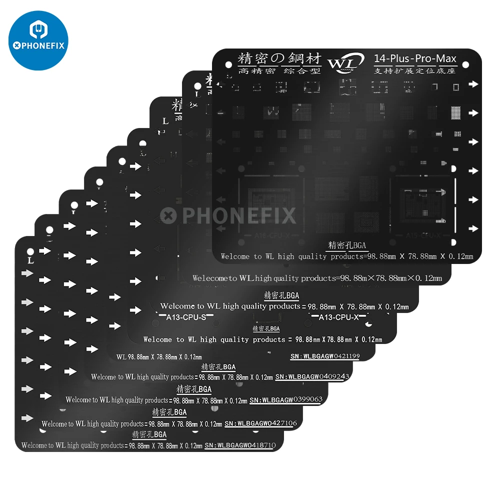 Рисунок 2 - Трафарет BGA WL черный стальной для ремонта ЦП