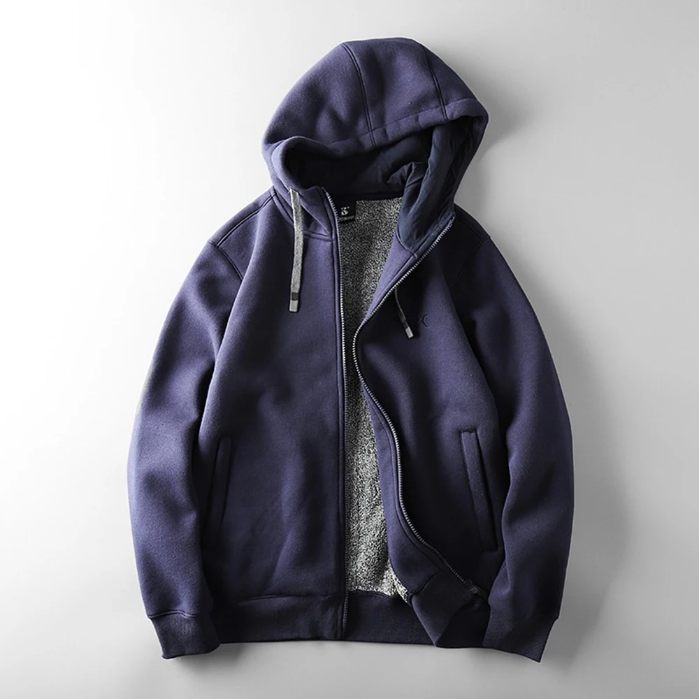 

Новинка 2023, осенне-зимние Бархатные спортивные толстовки для мужчин, повседневный однотонный теплый кардиган на молнии, свитшот с капюшоном