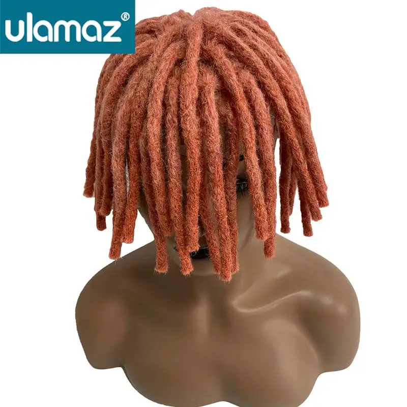 Парик Dreadlock для мужчин и женщин, Стильный парик на полной сетке, из человеческих волос розового цвета, мужской протез волос 8 дюймов, парик для афро-волос
