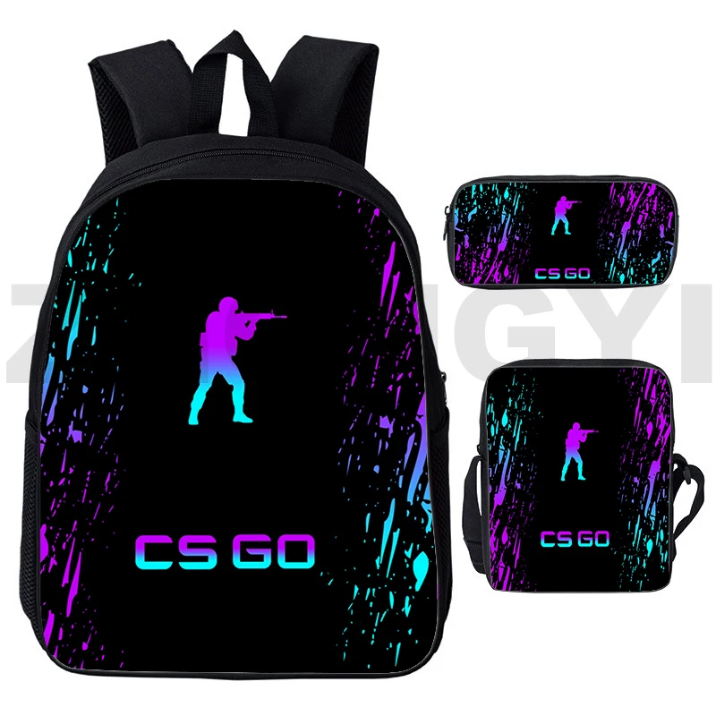Game CS GO Back Packs 3 In 1 Shooting CSGO 3D Print Backpacks for School Teenagers Girls Laptop Travel Bags Anime Japanese Bags images - 6