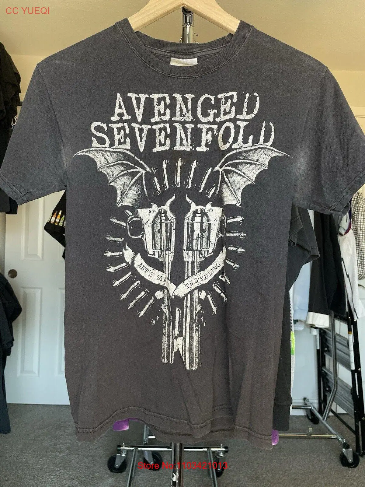 Винтажная маленькая рубашка Y2K Avenged sevenfold rock band metal гранж-Панк Черная