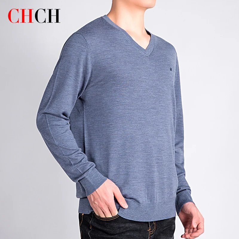 CHCH 100%Cashmere Sweater Men Pullover Autumn Winter V-Neck Soft Warm Cashmere Sweater Jumper Knitted Sweaters