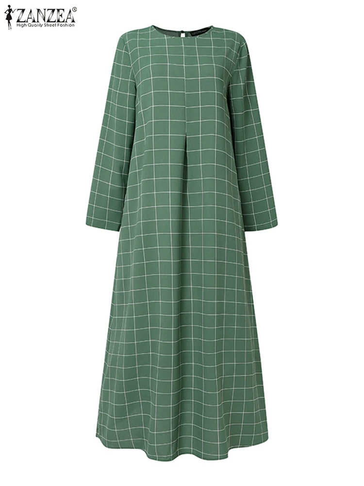 ZANZEA осенний винтажный мусульманский халат Абая с длинными рукавами женские