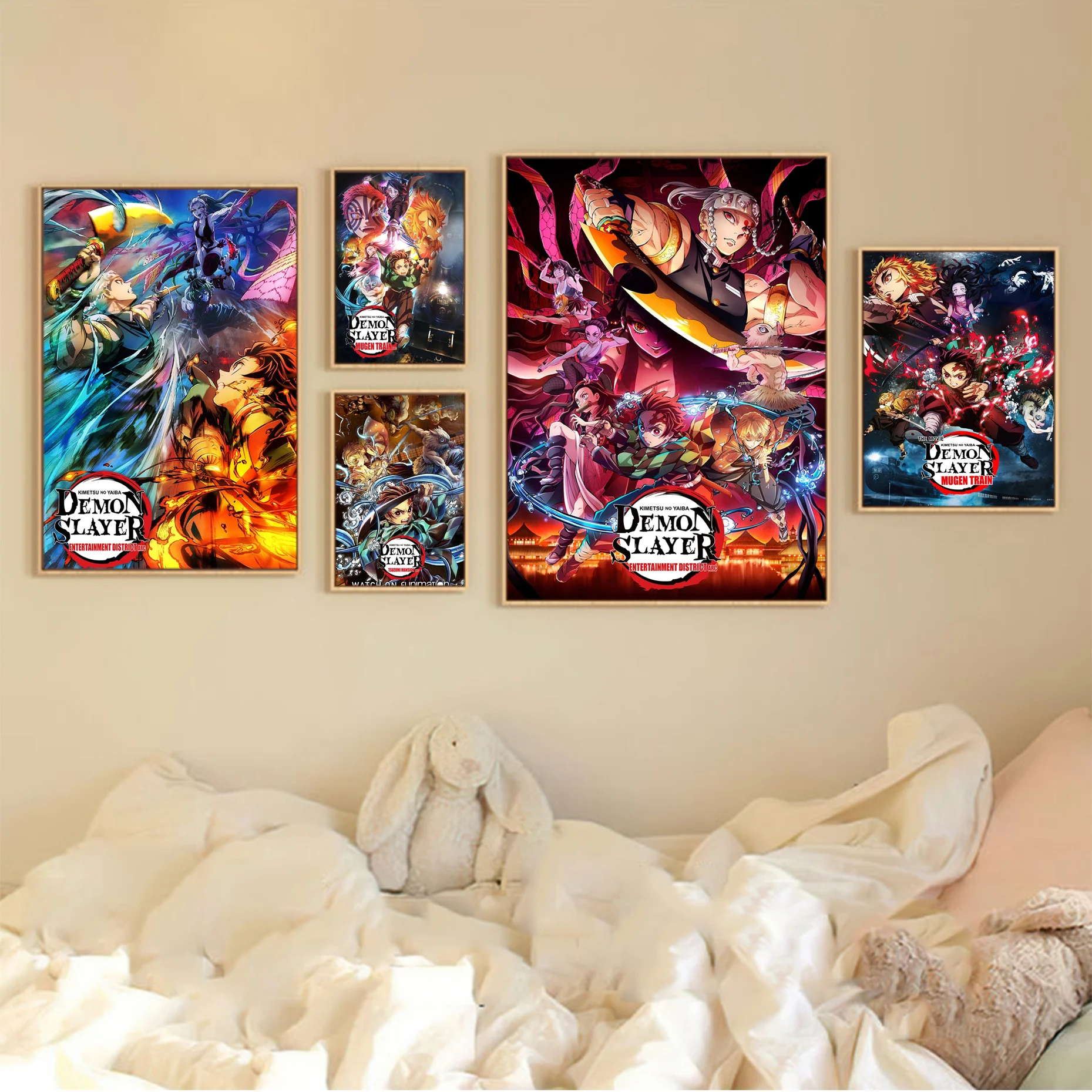 

Demon Slayer Kimetsu No Yaiba DIY Sticky Poster Fancy Wall Sticker For Living Room Bar Decoration Nordic Home Decor
