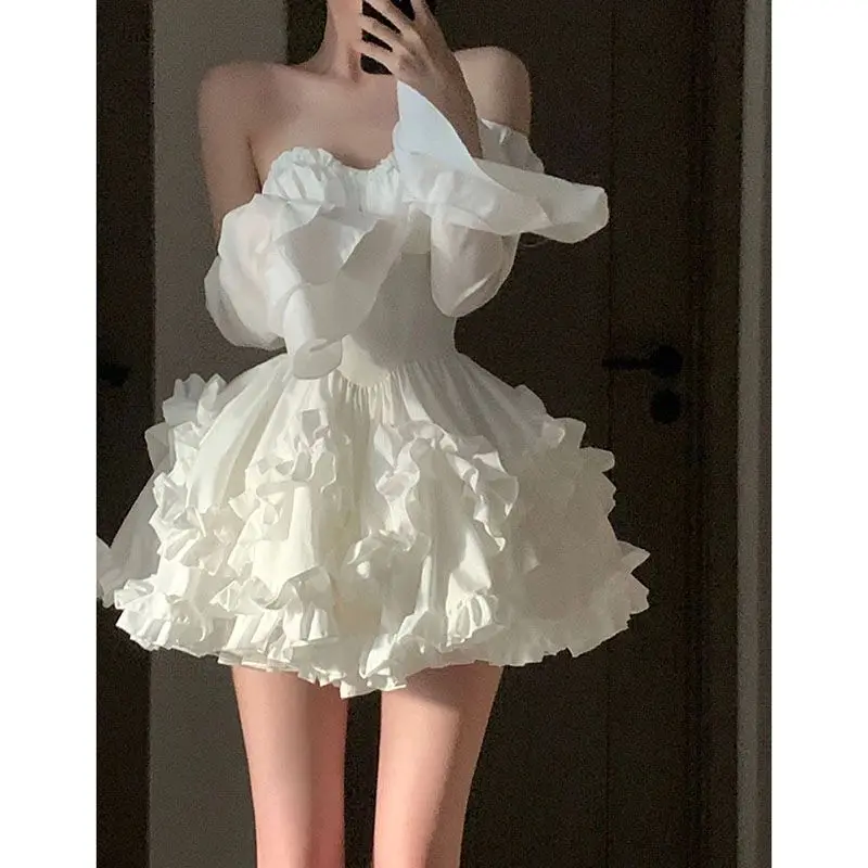 New Vintage Temperament Women's Summer Dress Exquisite and Unique White Tube Top Tutu Dress Sleeveles Dresses for Women 2023 1 New Vintage Temperament Women's Summer Dress Exquisite and Unique White Tube Top Tutu Dress Sleeveles Dresses for Women 2023 1