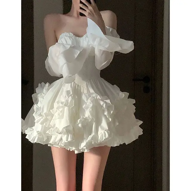New Vintage Temperament Women's Summer Dress Exquisite and Unique White Tube Top Tutu Dress Sleeveles Dresses for Women 2023 1 New Vintage Temperament Women's Summer Dress Exquisite and Unique White Tube Top Tutu Dress Sleeveles Dresses for Women 2023 1