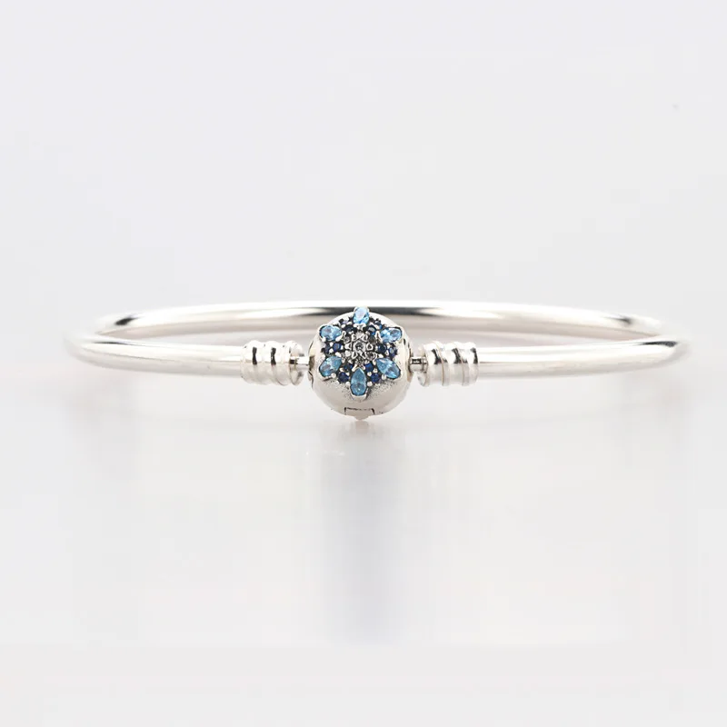 

Роскошный оригинальный браслет из 100% искусственного серебра со снежинкой, инкрустированный камнем, голубой браслет с пряжкой в виде мяса