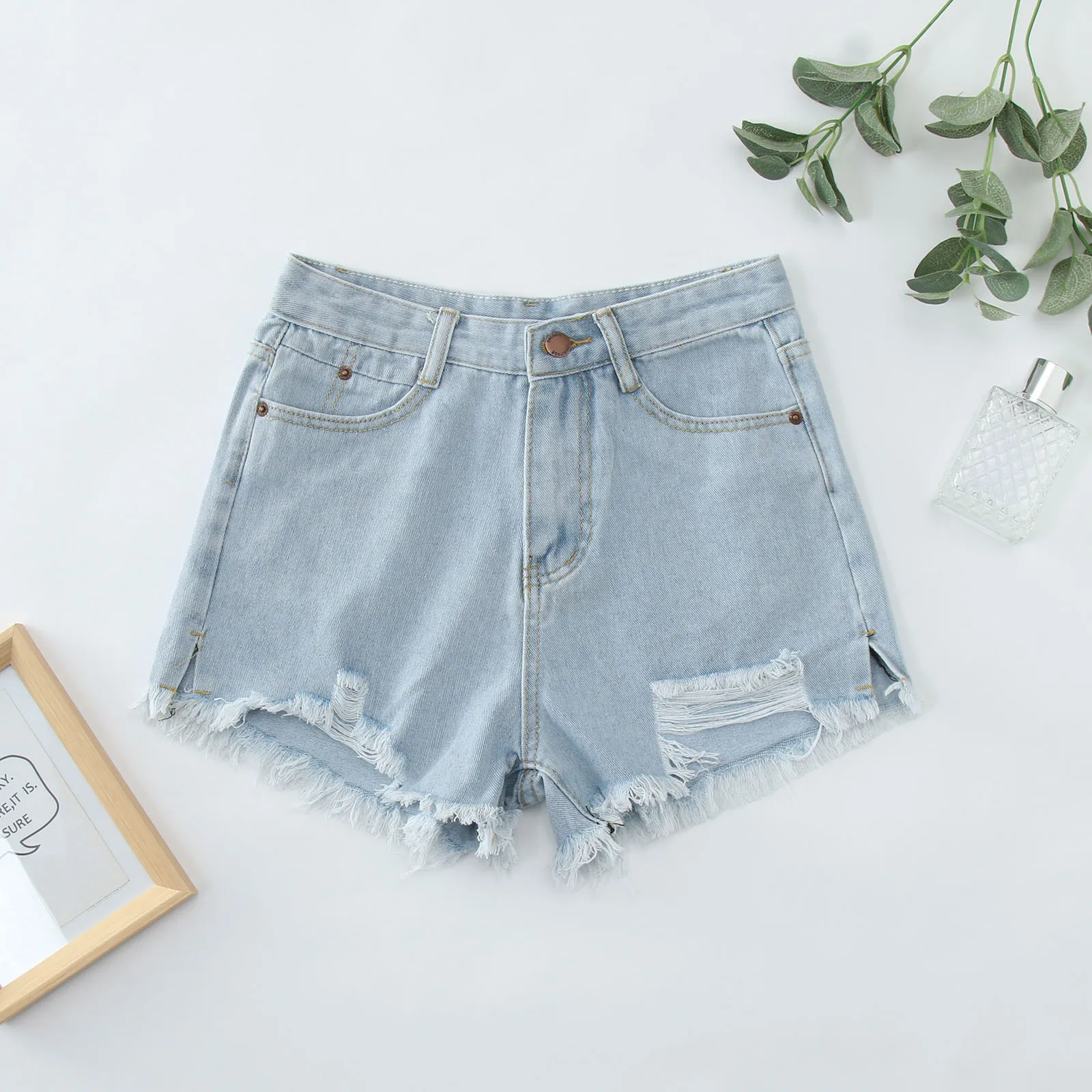 

Pants Women Casual Work Shorts Frayed Hole Casual Women Pants Ripped Jeans Bottom Shorts Denim Women's Black Pants Size 10