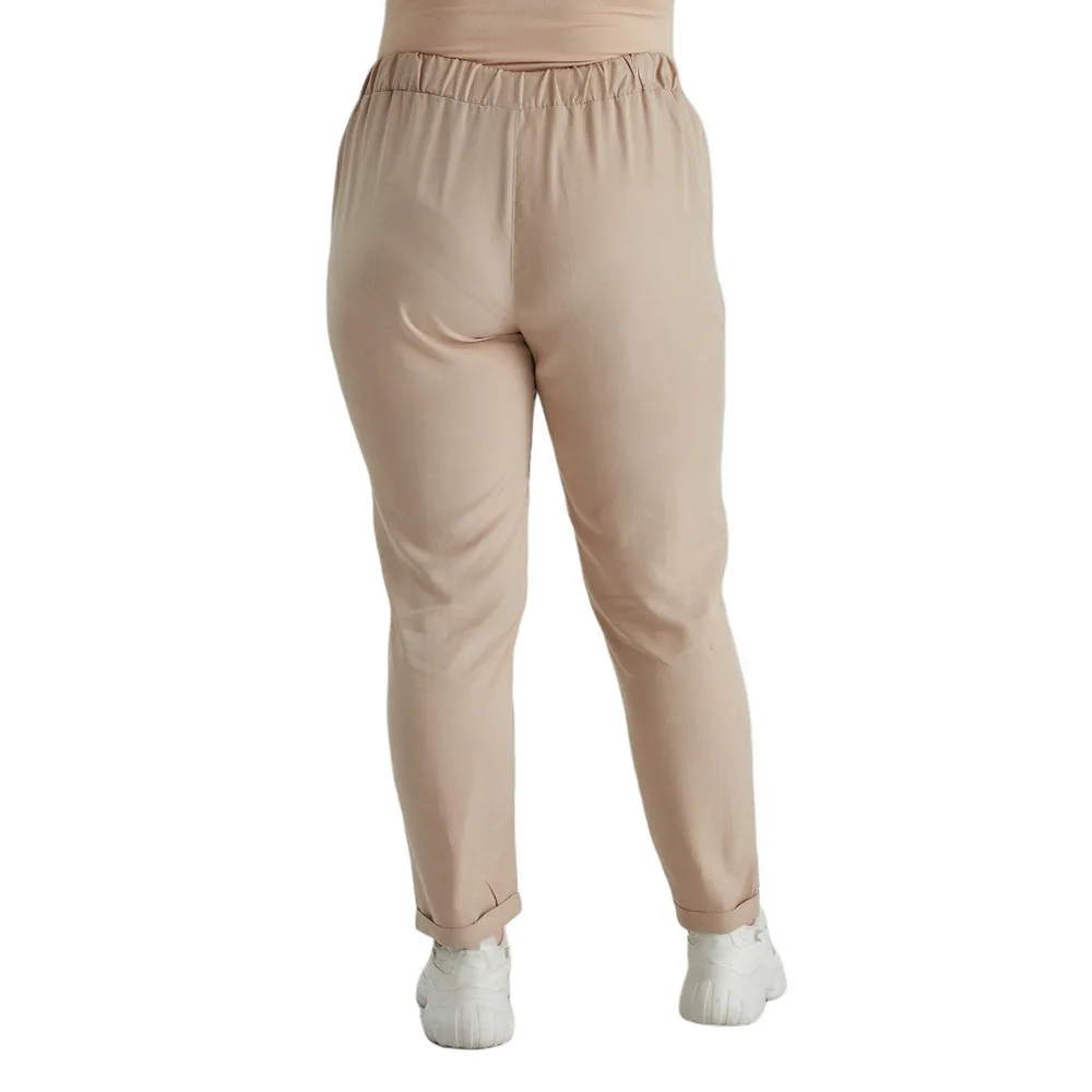 Fierte Women Plus Size Pants Rg1550 Normal Elastic Waist Tube Trotting Tencel Fabric Light Spring Summer