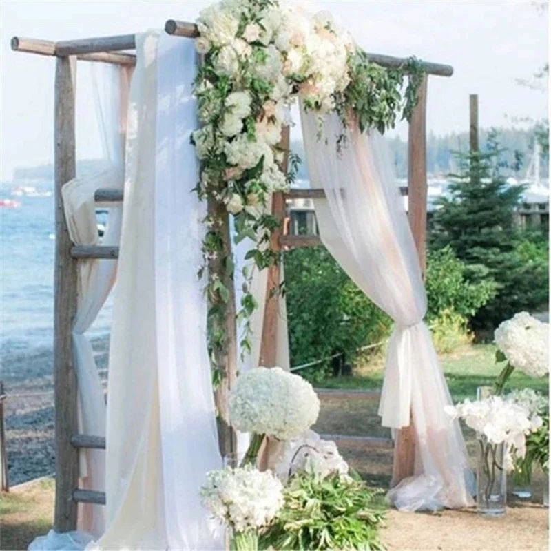 45M*5CM Organza Roll For Wedding Decoration Tulle TUTU Skirt Sashes White Fabric Table Runner Chair Dyed |