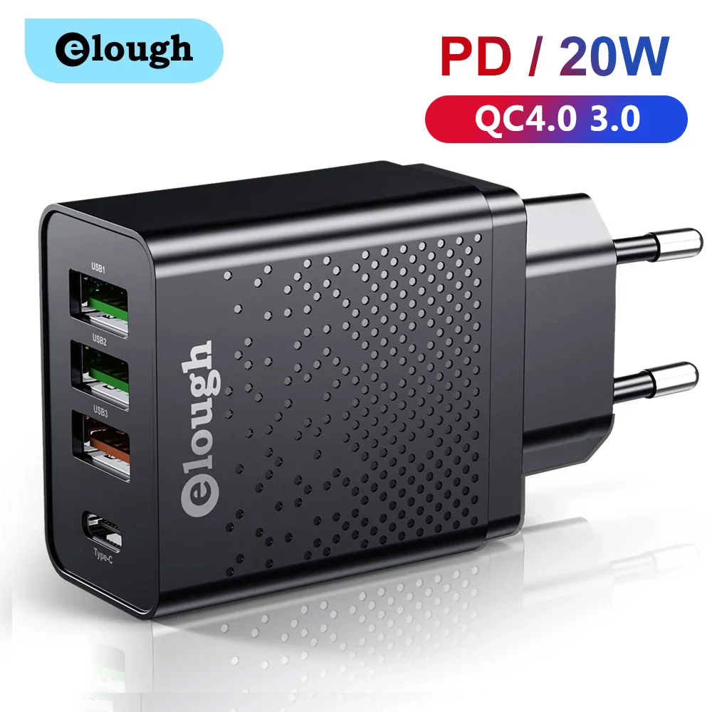

Elough 20W PD USB Charger 3A Quick Charge 3.0 Type C Fast Phone Charger For iPhone 13 12 11 Samsung S20 Huawei Xiaomi Macbook