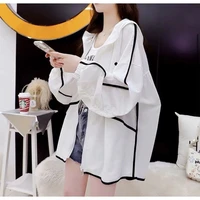 women hooded jacket loose trench coat summer sun protection clothing fashion cardigan long sleeve top wholesale streetwear new