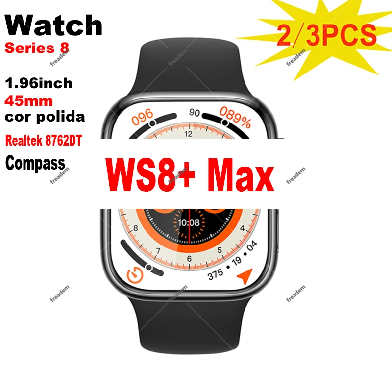 

2023 IWO Smart Watch Series 8 WS8+ MAX 45MM Wireless Charge Bluetooth Call NFC Compass Smart Watch Men Women Pk H11 Pro W28 Pro