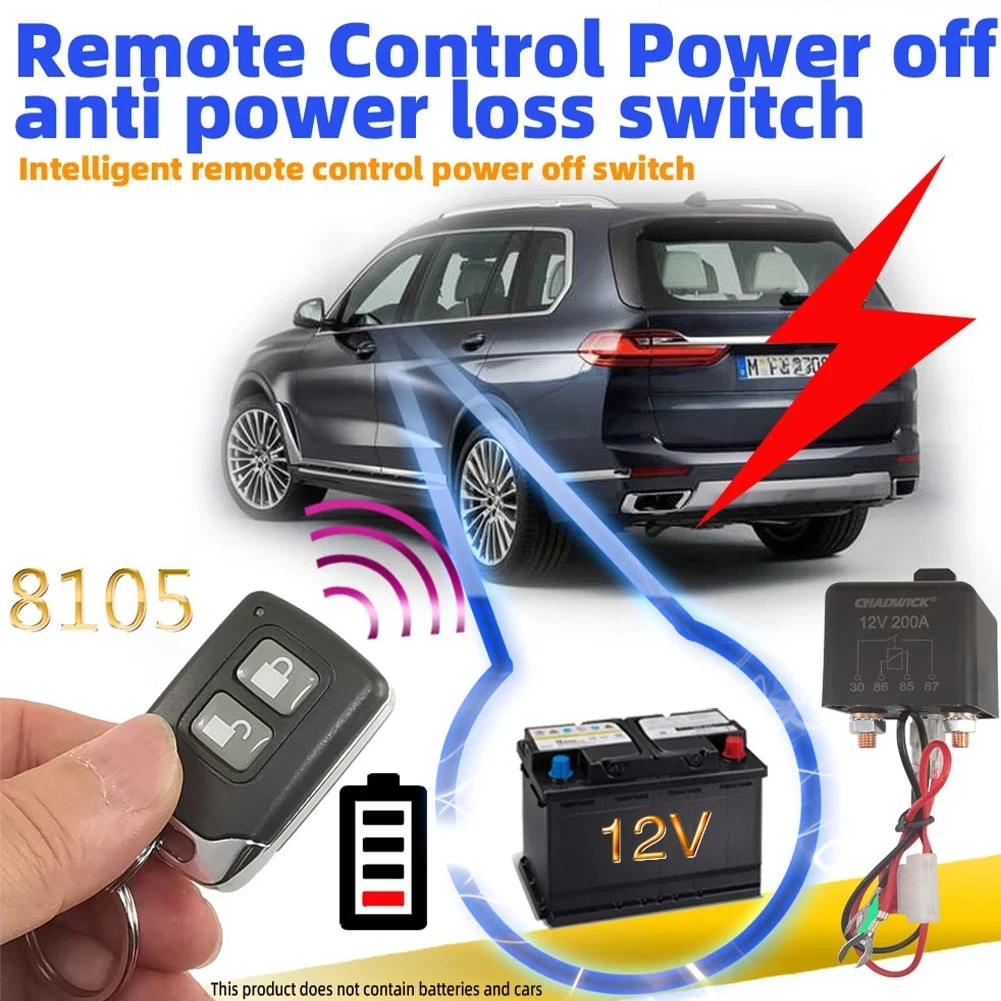 

Remote Control Car Battery Disconnect Switch 12V Manual or Auto On/Off Battery Disconnect Relay Universal for Car Truck Trailer